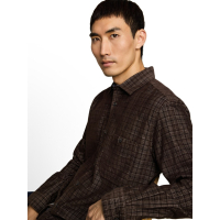 Tom Tailor Shirt Corduroy Checked Dark Brown